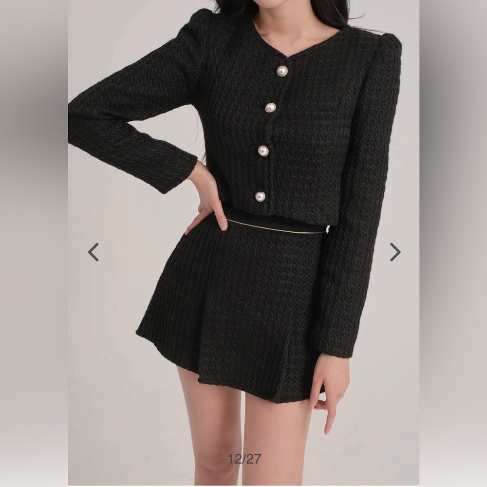 Lewkin tweed blazer and mini skirt set, size M